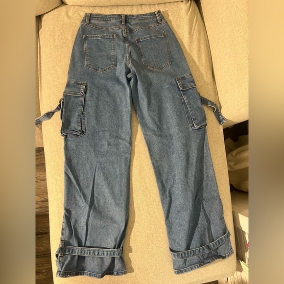 Fashion Nova cargo wide leg jeans size 9 - Picture 3 of 9